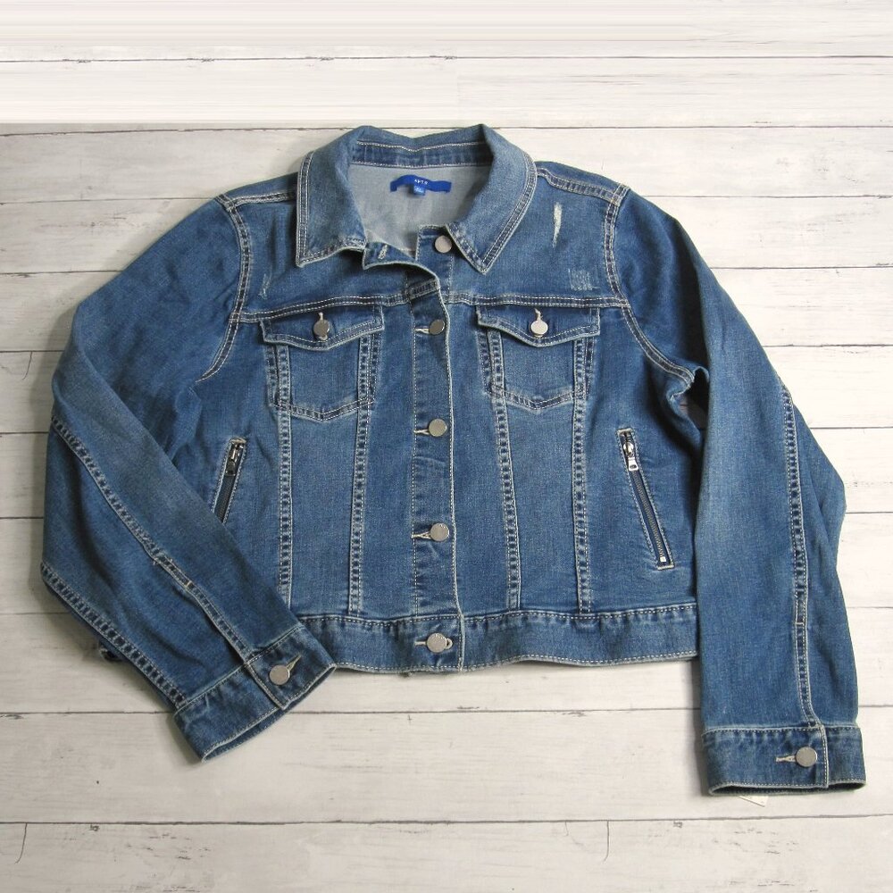 Apt. 9 Women's Denim Blue Jean Jacket Size XL Button Front